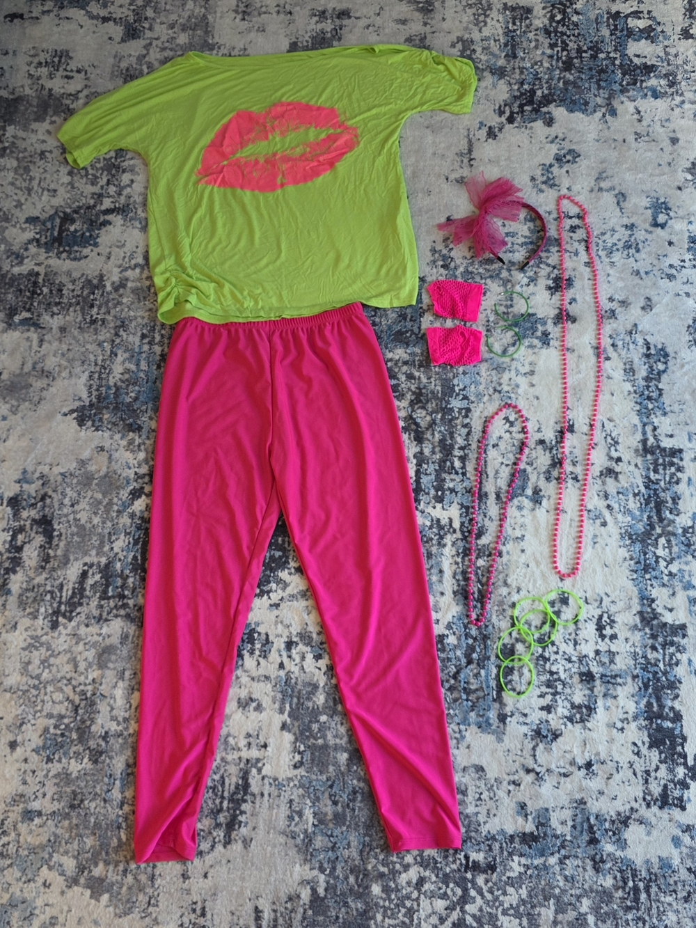 Neon Lip Graphic Top & Hot Pink Leggings Set
